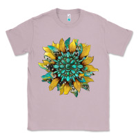 Lilac sunflower with gemstone and cowhide Classic Tee - Artiststas