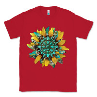 Red sunflower with gemstone and cowhide Classic Tee - Artiststas