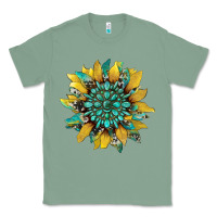 Sage sunflower with gemstone and cowhide Classic Tee - Artiststas