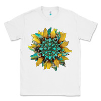 White sunflower with gemstone and cowhide Classic Tee - Artiststas