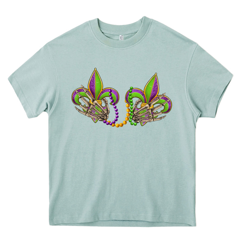 Skeleton Hands Mardi Gras Heavy Core Tee by OliviaCreatesArt | Teevron