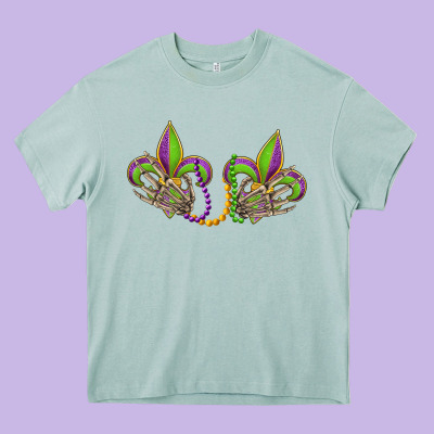 Skeleton Hands Mardi Gras Heavy Core Tee Designed By Oliviacreatesart