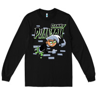Black Danny Phantom Coming Through Brick Wall Long Sleeve Tee - InspiraDesign