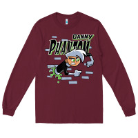 Burgundy Danny Phantom Coming Through Brick Wall Long Sleeve Tee - InspiraDesign