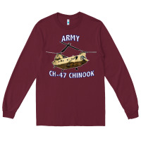 Burgundy ARMY CH-47 CHINOOK HELICOPTER Long Sleeve Tee - InspiraDesign