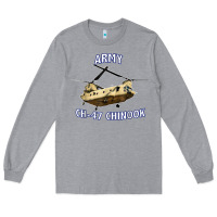 Heather Grey ARMY CH-47 CHINOOK HELICOPTER Long Sleeve Tee - InspiraDesign