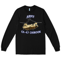Black ARMY CH-47 CHINOOK HELICOPTER Long Sleeve Tee - InspiraDesign