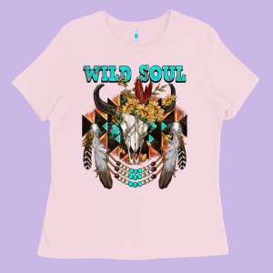 Wild Soul Bull Skull Ladies Tee Designed By Fadigitalartstudio