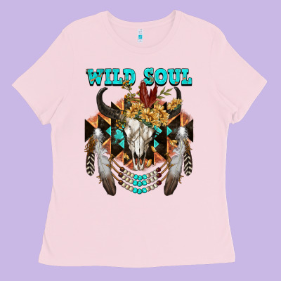 Wild Soul Bull Skull Ladies Tee Designed By Fadigitalartstudio