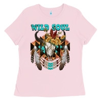 Bubblegum Pink Wild Soul Bull Skull Ladies Tee - FaDigitalArtStudio