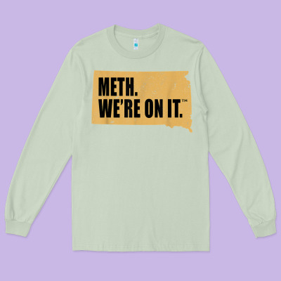 Mens Meth We're On It South Dakota Anti Drugs Campaign Vintage T Shirt Long Sleeve Tee Designed By Artchic