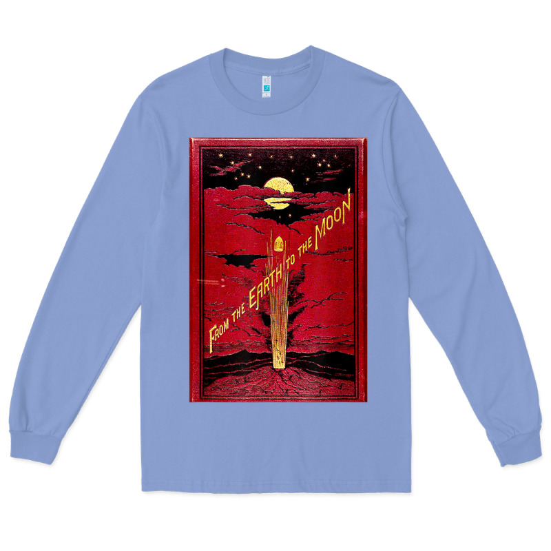 From The Earth To The Moon Jules Verne Book Cover Design Long Sleeve Tee by ArtChic | Teevron