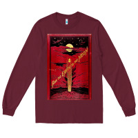 Burgundy From The Earth To The Moon Jules Verne Book Cover Design Long Sleeve Tee - ArtChic