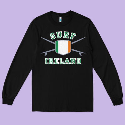 Ireland Surfing Hoodie  Irish Flag Surfboards Design Long Sleeve Tee Designed By Artchic