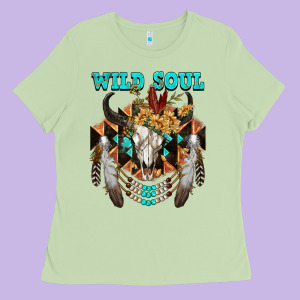 Wild Soul Bull Skull Ladies Tee Designed By Fadigitalartstudio