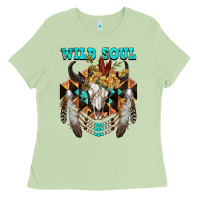 Matcha Wild Soul Bull Skull Ladies Tee - FaDigitalArtStudio