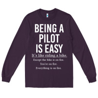 Plum Funny Pilot Gift Being A Pilot Is Easy Long Sleeve Tee - ArtChic