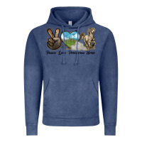 Vintage Denim Peace Love Percheron Horse Vintage Hoodie - LillyAllenDesigns