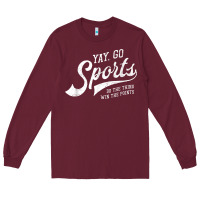 Burgundy Yay Go Sports Vintage Funny Sports Long Sleeve Tee - ArtChic