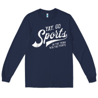 Navy Yay Go Sports Vintage Funny Sports Long Sleeve Tee - ArtChic