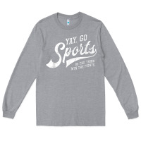 Heather Grey Yay Go Sports Vintage Funny Sports Long Sleeve Tee - ArtChic