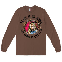 Chestnut tease it to jesus and spray it like hell leopard western raglan baseba Long Sleeve Tee - ArtChic