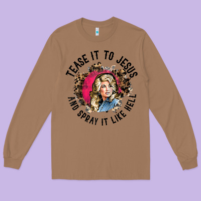 Tease It To Jesus And Spray It Like Hell Leopard Western Raglan Baseba Long Sleeve Tee Designed By Artchic