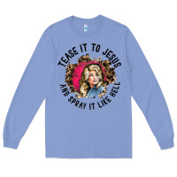Colony Blue tease it to jesus and spray it like hell leopard western raglan baseba Long Sleeve Tee - ArtChic