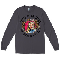 Smoke tease it to jesus and spray it like hell leopard western raglan baseba Long Sleeve Tee - ArtChic