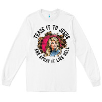 White tease it to jesus and spray it like hell leopard western raglan baseba Long Sleeve Tee - ArtChic