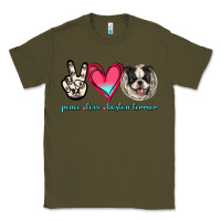 Army Green Peace Love Boston Terrier Classic Tee - Jasminsmagicworld