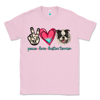Bubblegum Pink Peace Love Boston Terrier Classic Tee - Jasminsmagicworld