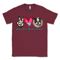 Burgundy Peace Love Boston Terrier Classic Tee - Jasminsmagicworld