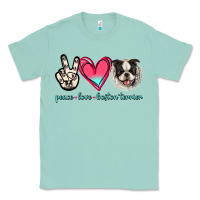 Seafoam Peace Love Boston Terrier Classic Tee - Jasminsmagicworld