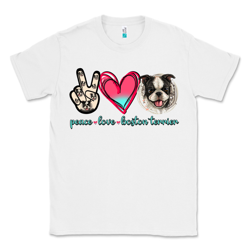 Peace Love Boston Terrier Classic Tee by Jasminsmagicworld | Teevron