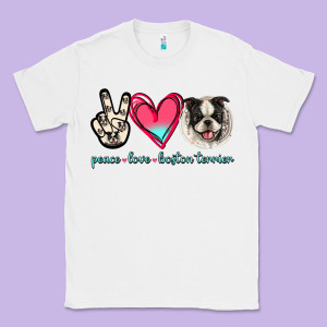 Peace Love Boston Terrier Classic Tee Designed By Jasminsmagicworld