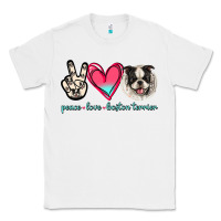 White Peace Love Boston Terrier Classic Tee - Jasminsmagicworld