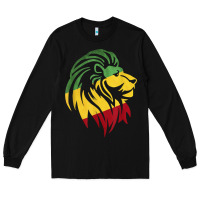 Black Lion of Judah Reggae, Rasta, Ethiopia Jamaican Roots Long Sleeve Tee - ArtChic