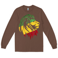 Chestnut Lion of Judah Reggae, Rasta, Ethiopia Jamaican Roots Long Sleeve Tee - ArtChic
