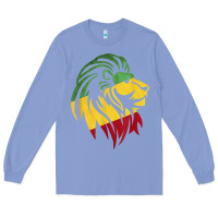 Colony Blue Lion of Judah Reggae, Rasta, Ethiopia Jamaican Roots Long Sleeve Tee - ArtChic