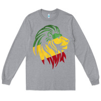 Heather Grey Lion of Judah Reggae, Rasta, Ethiopia Jamaican Roots Long Sleeve Tee - ArtChic