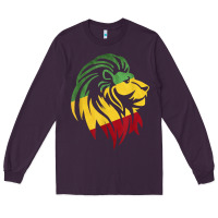 Plum Lion of Judah Reggae, Rasta, Ethiopia Jamaican Roots Long Sleeve Tee - ArtChic