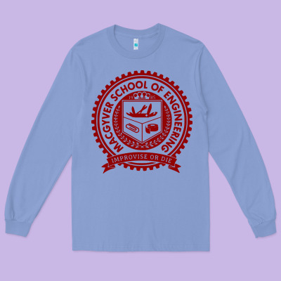 Macgyver School Of Engineering Long Sleeve Tee Designed By Artchic