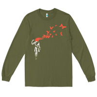 Army Green banksy headshot butterfly Long Sleeve Tee - ArtChic