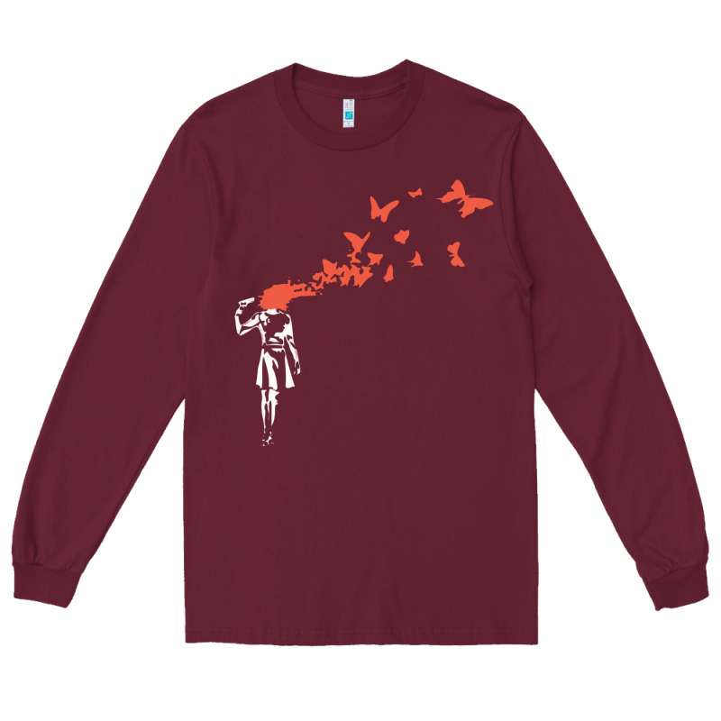 Banksy Headshot Butterfly Long Sleeve Tee by ArtChic | Teevron