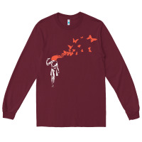 Burgundy banksy headshot butterfly Long Sleeve Tee - ArtChic