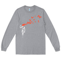 Heather Grey banksy headshot butterfly Long Sleeve Tee - ArtChic