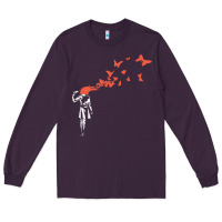Plum banksy headshot butterfly Long Sleeve Tee - ArtChic