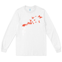 White banksy headshot butterfly Long Sleeve Tee - ArtChic