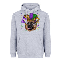 Heather Grey Mardi gras hat german shepherd Heavyweight Hoodie - RanaPortraitStore